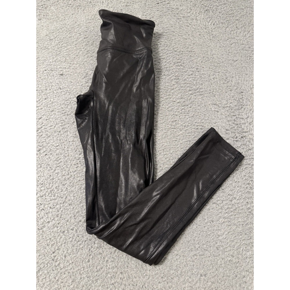 Spanx Faux Patent Leather Shiny  Leggings Black Women‎ Size Small Petite